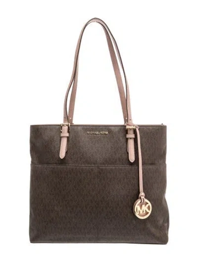 Pre-owned Michael Kors Monogram Tote In Brown
