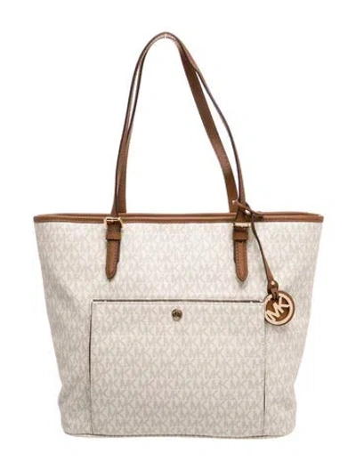 Pre-owned Michael Kors Monogram Tote In Neutral