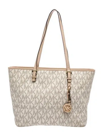 Pre-owned Michael Kors Monogram Tote In Neutral