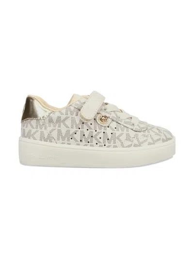 Michael Kors Kids' Monogram Velcro Sneakers In Neutral