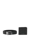 Michael Kors Monogram Wallet And Belt Set In Black