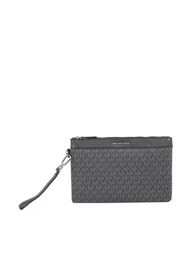 Michael Kors Monogram Zipped Travel Pouch In Black