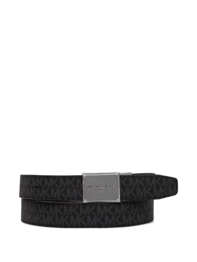 Michael Kors Monogrammed Leather Belt In Black