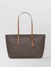 Michael Kors Monogrammed Tote Bag With Adjustable Straps And Gold-tone Hardware