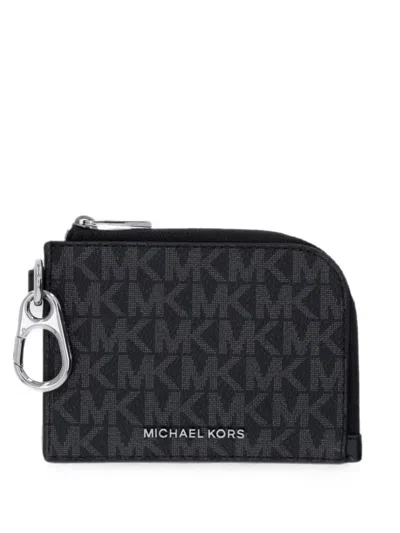 Michael Kors Monogram-pattern Cardholder In Black