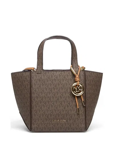 Michael Kors Monogram-pattern Logo-plaque Tote Bag In Neutral