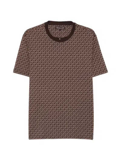 Michael Kors Monogram-print Cotton T-shirt In Brown