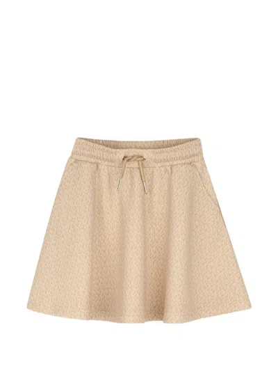 Michael Kors Kids' Monogram-print Drawstring Casual Skirt In Neutral