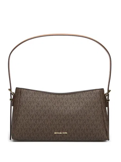 Michael Kors Monogram-print Logo-plaque Tote Bag In Brown