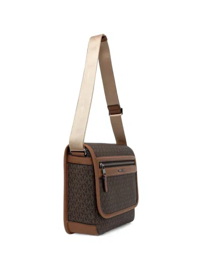 Michael Kors Monogram-print Messenger Bag In Brown