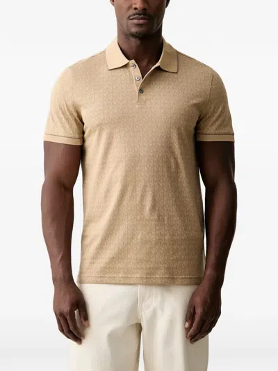 Michael Kors Monogram-print Polo Shirt In Brown
