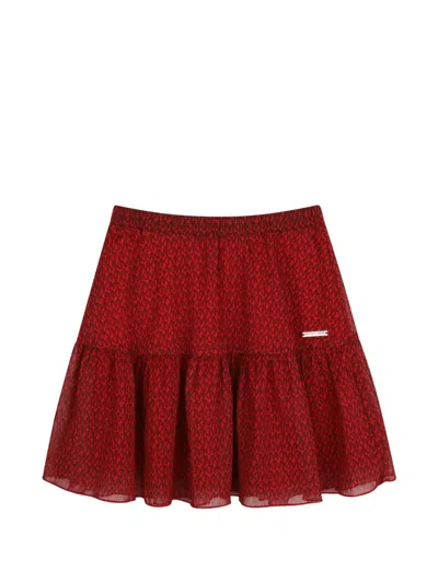 Michael Kors Kids' Monogram-print Ruffled Skirt In Red