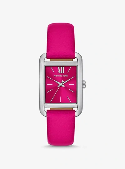 Michael Kors Monroe Silver-tone And Leather Watch In Pink