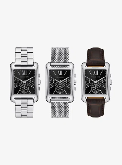 Michael Kors Monroe Silver-tone Watch Strap Set In Metallic