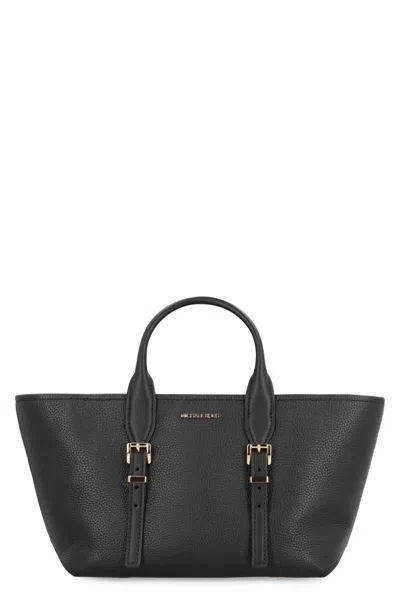 Michael Kors Moore Pebbled Leather Handbag In Black