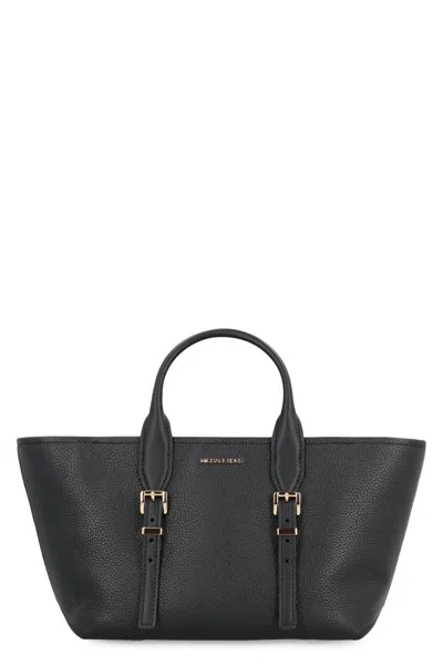 Michael Kors Moore Pebbled Leather Handbag In Black