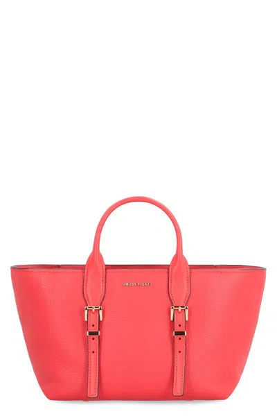 Michael Kors Moore Pebbled Leather Handbag In Red