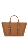 Michael Kors Moore Textured Tote Bag With Buckle Accents In Brown