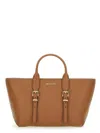 Michael Kors Moore Textured Tote Bag With Buckle Accents In Brown
