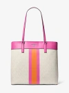 MICHAEL KORS MORGAN SIGNATURE LOGO STRIPE TOTE BAG