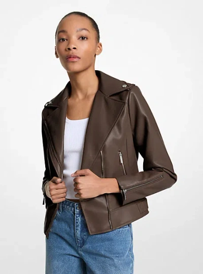Michael Kors Moto Jacket In Brown