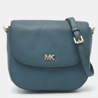 Pre-owned Michael Kors Mott Blue Leather Crossbody Bag