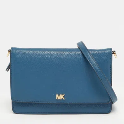 Pre-owned Michael Kors Mott Blue Leather Phone Crossbody Bag