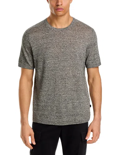 Michael Kors Mouline Short Sleeved Linen Blend Crewneck Tee In Gray