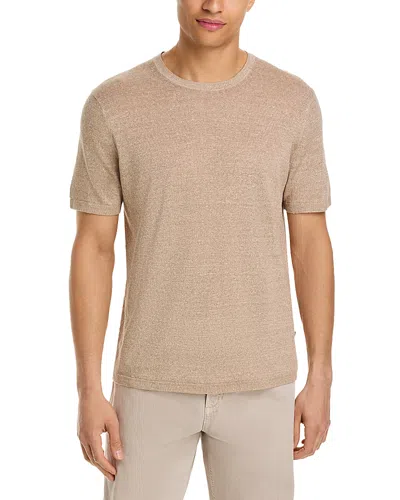 Michael Kors Mouline Short Sleeved Linen Blend Crewneck Tee In Brown