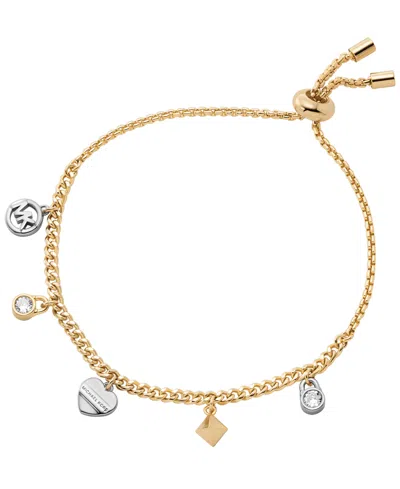 Michael Kors Multi Charms Brass Bracelet In Gold