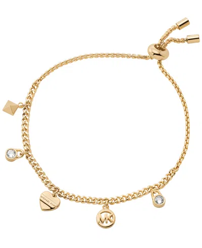 Michael Kors Multi Charms Brass Bracelet In Gold