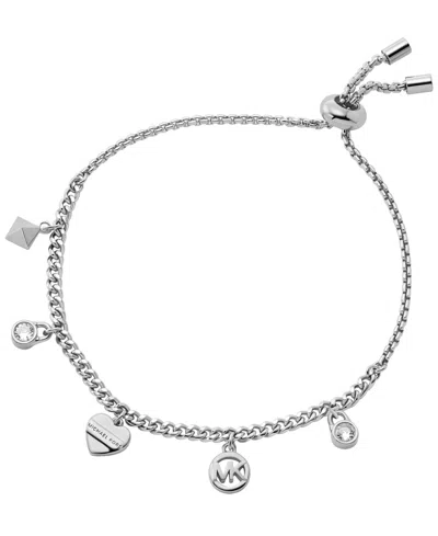Michael Kors Multi Charms Brass Bracelet In Silver