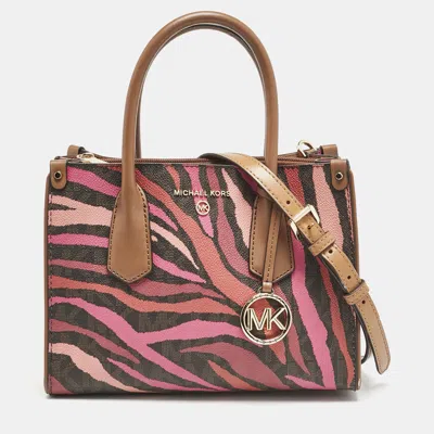 Pre-owned Michael Kors Multicolor Coated Canvas And Leather Small Maple Tote
