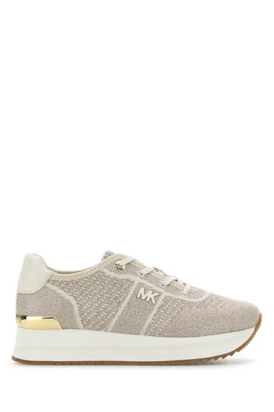 Michael Kors Multicolor Fabric Monique Sneakers In Gold