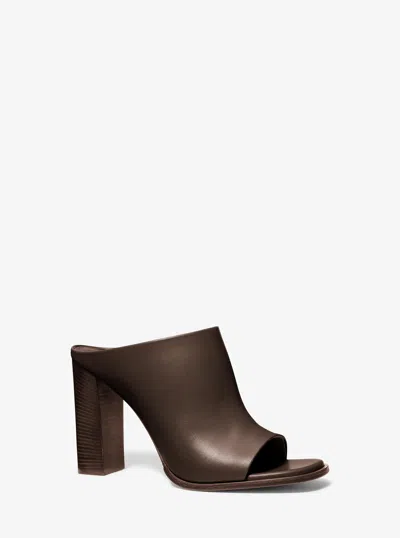 Michael Kors Natasha Leather Mule In Brown
