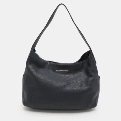 Pre-owned Michael Kors Navy Blue Leather Ashbury Hobo