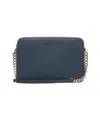 Michael Kors Navy 'jet Set' Leather Shoulder Bag In Black