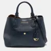MICHAEL KORS NAVY LEATHER FRONT POCKET TOTE