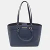 MICHAEL KORS NAVY LEATHER LARGE EMMY TOTE