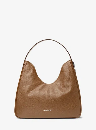 Michael Kors Nayla Medium Pebbled Leather Hobo Shoulder Bag In Brown
