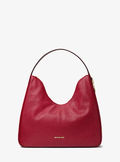 Michael Kors Nayla Medium Pebbled Leather Shoulder Bag In Red