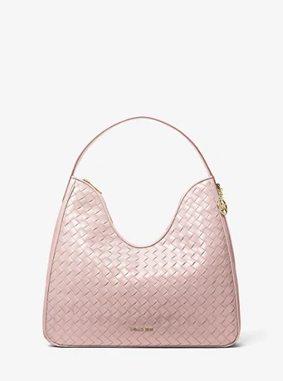 Michael Kors Nayla Medium Woven Shoulder Bag In Pink