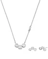 Michael Kors Necklace And Earring Gift Set In Silver
