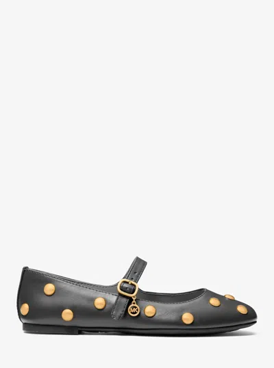 Michael Kors Nellie Flex Studded Leather Ballet Flat In Black