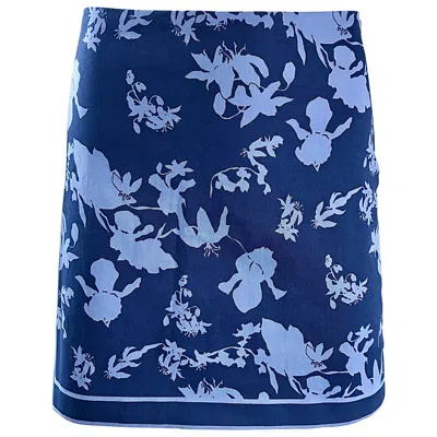 Pre-owned Michael Kors New  Collection Size 8 Navy + Light Blue Nautical Cotton Mini Skirt