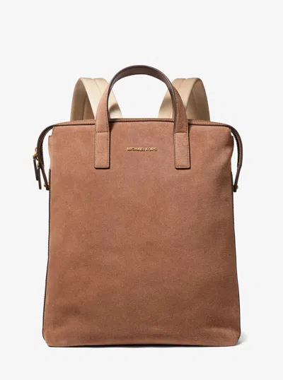 Michael Kors Nicholas Suede Convertible Backpack In Brown
