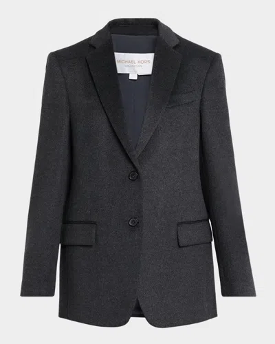 Michael Kors Nico Brushed Cashmere Single-breasted Tailored Jacket In Nude