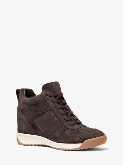 Michael Kors Nikko S2 Suede Wedge Trainer In Brown