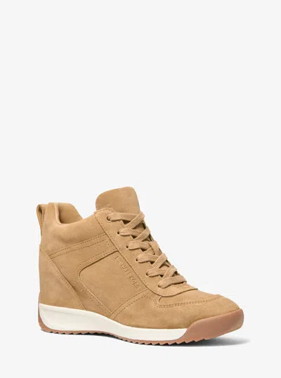 Michael Kors Nikko S2 Suede Wedge Trainer In Brown