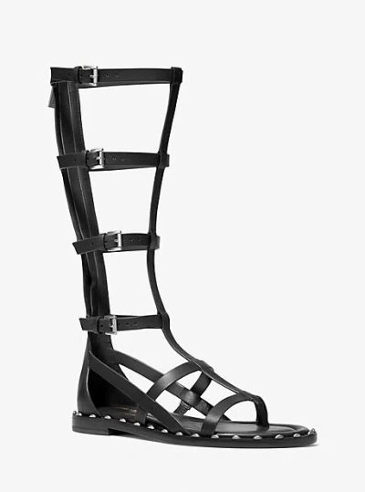 Michael Kors Noa Studded Leather Gladiator Sandal In Black